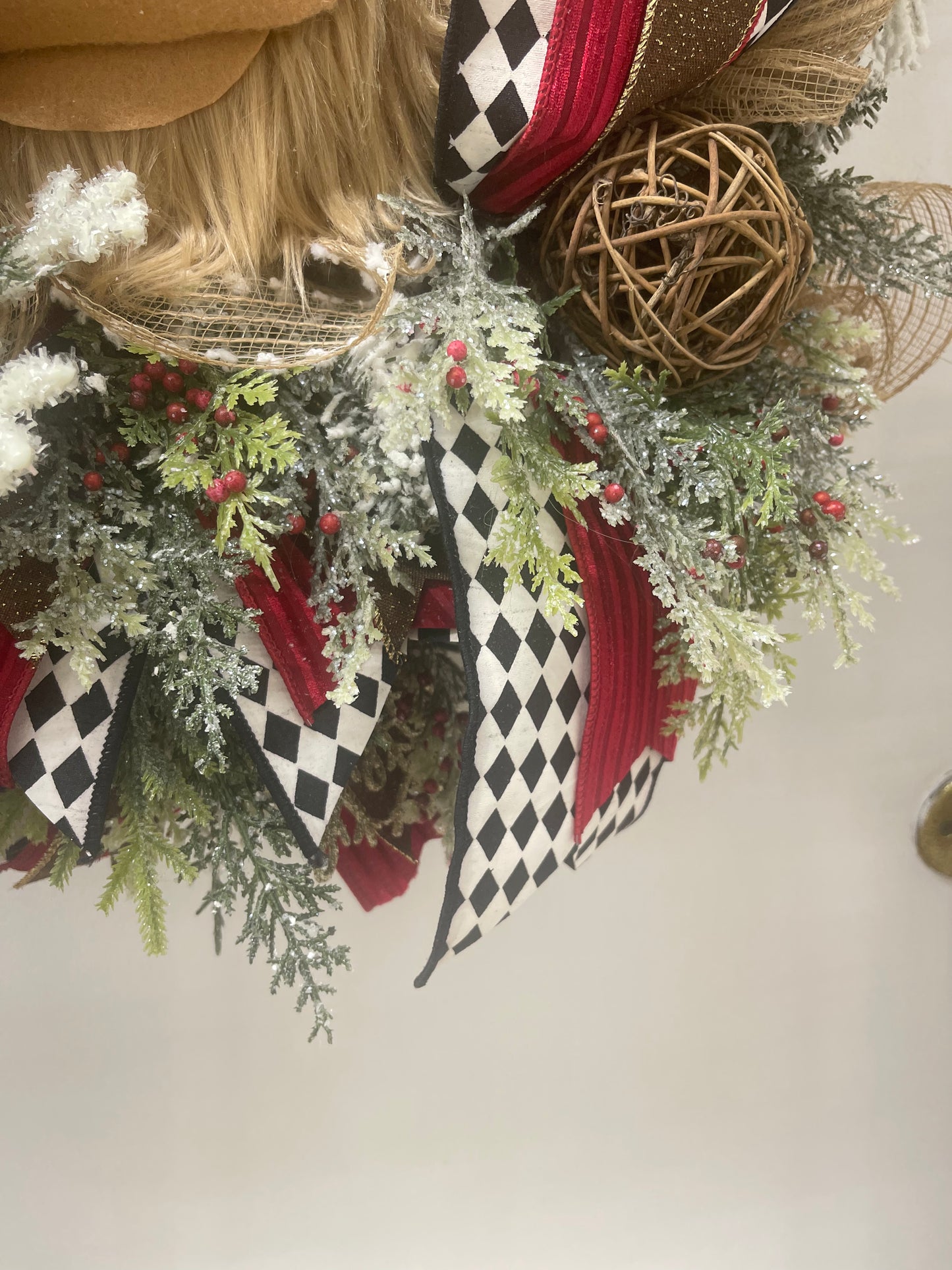 Glamorous Rustic Highland Cow Christmas Winter Wreath