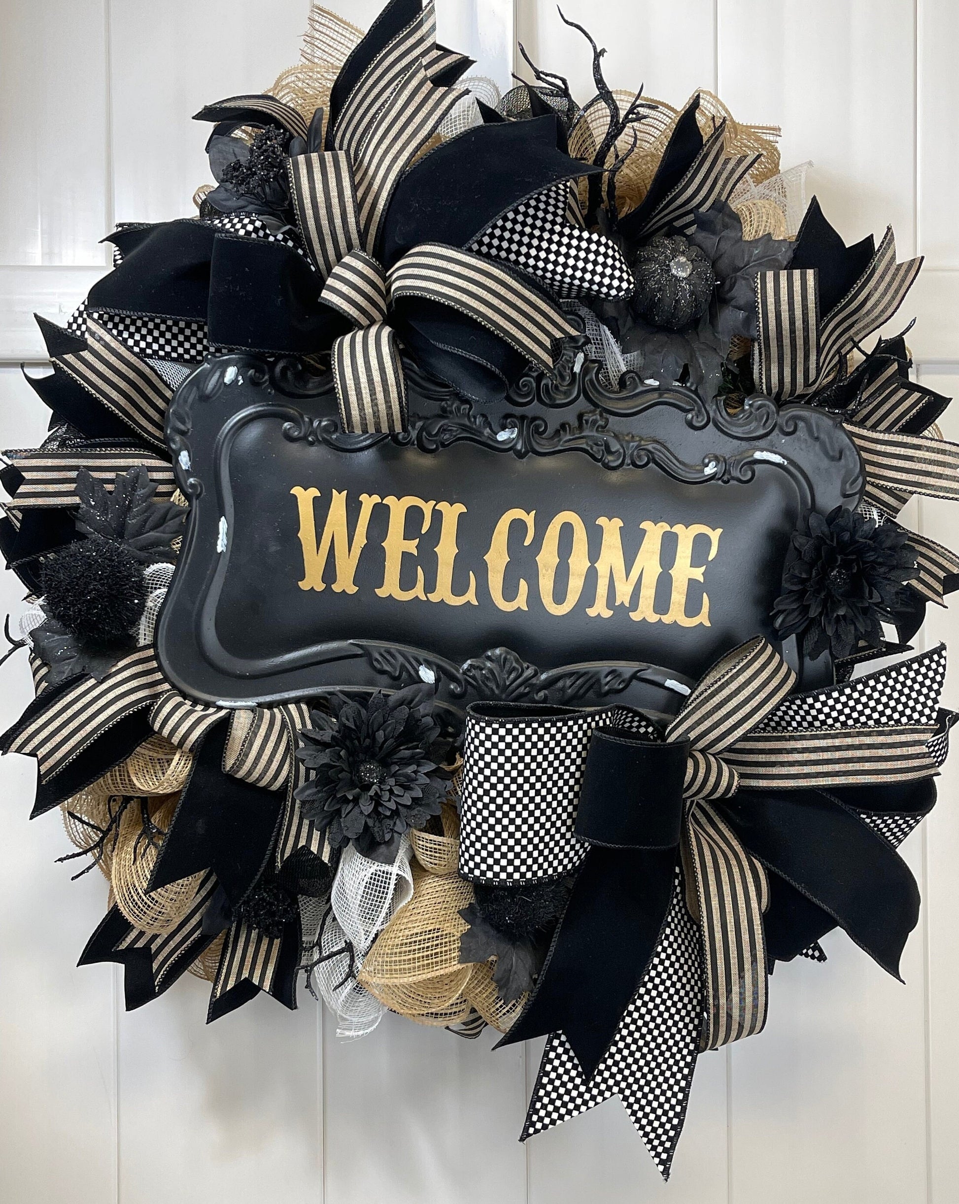 Non-Traditional Gothic Halloween Door Decor Wreath