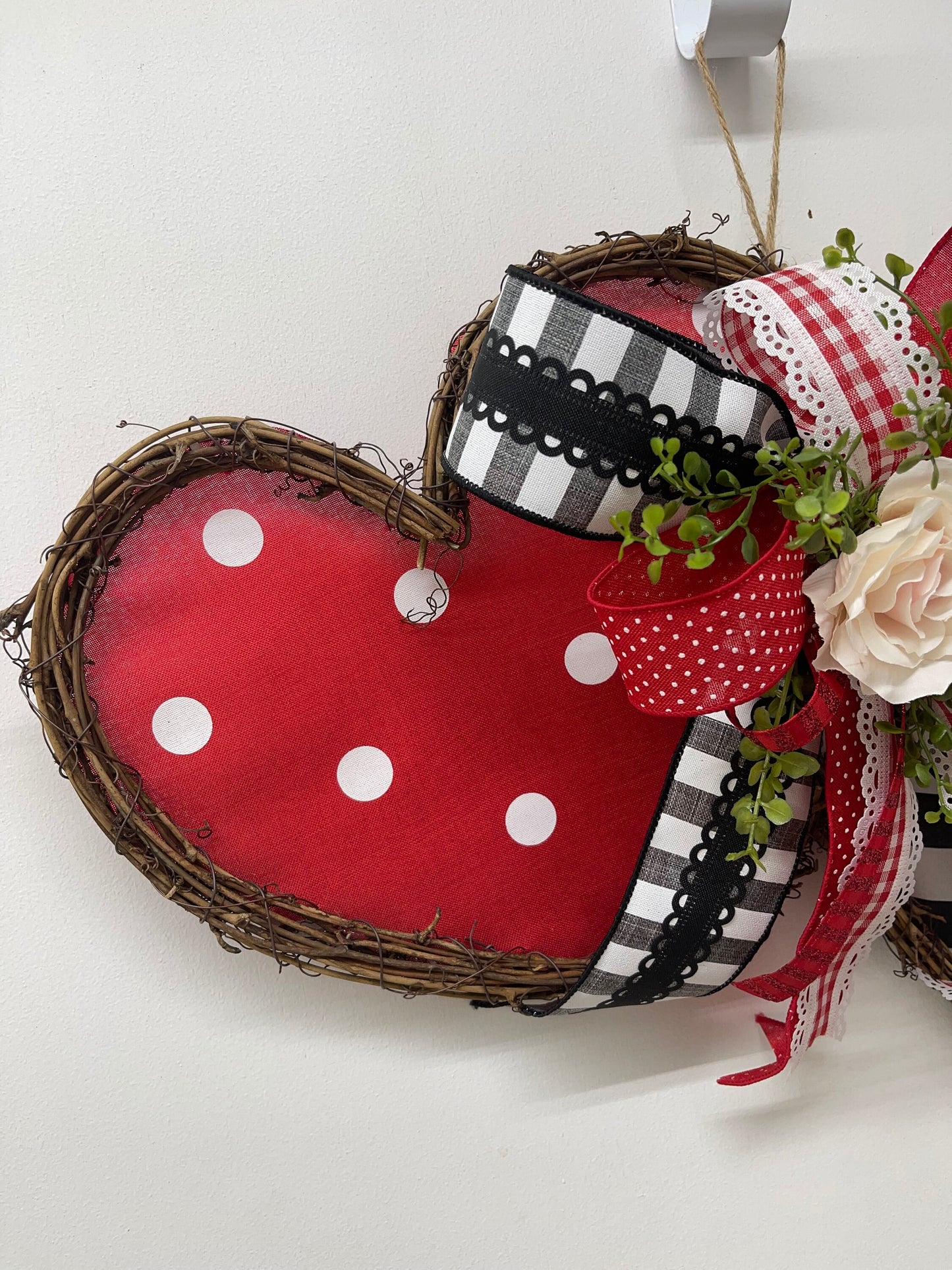 Valentine’s Day Wreath Alternative for Front Door Decor in Heart Shapes