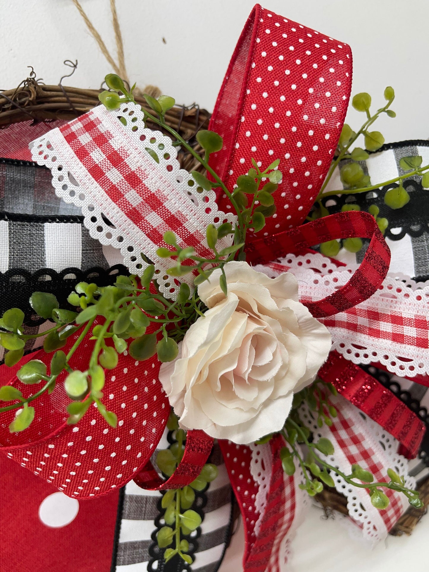 Valentine’s Day Wreath Alternative for Front Door Decor in Heart Shapes