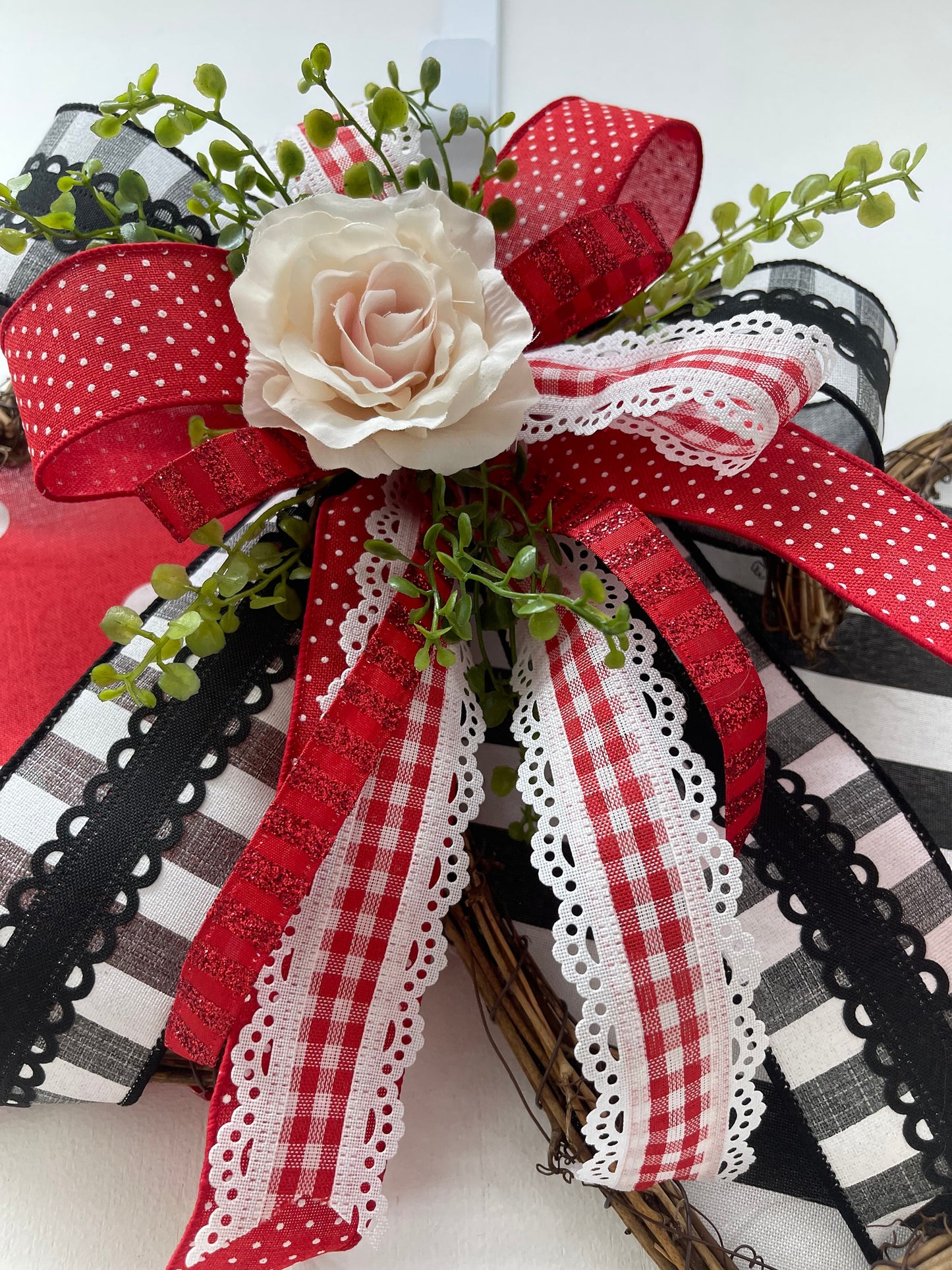 Valentine’s Day Wreath Alternative for Front Door Decor in Heart Shapes