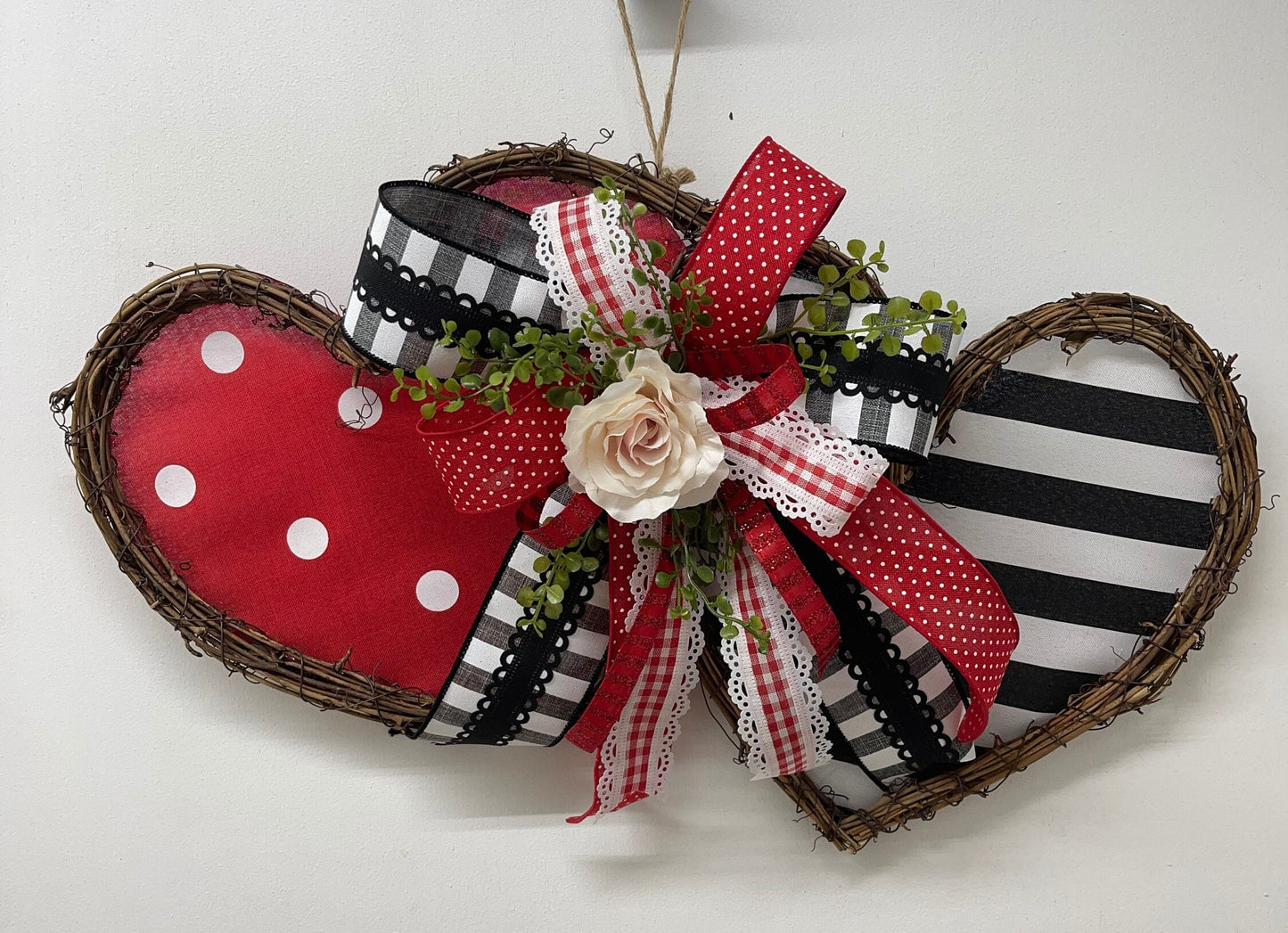 Valentine’s Day Wreath Alternative for Front Door Decor in Heart Shapes